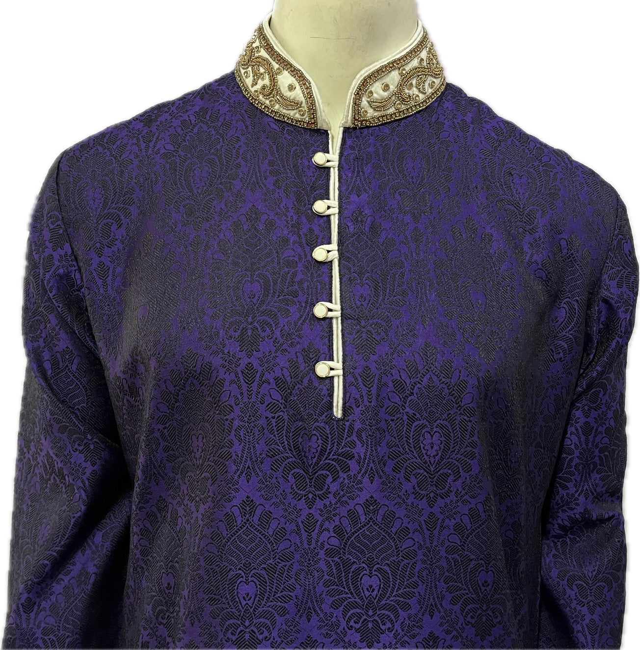 Designer Silk Royal Purple Kurta Pajama