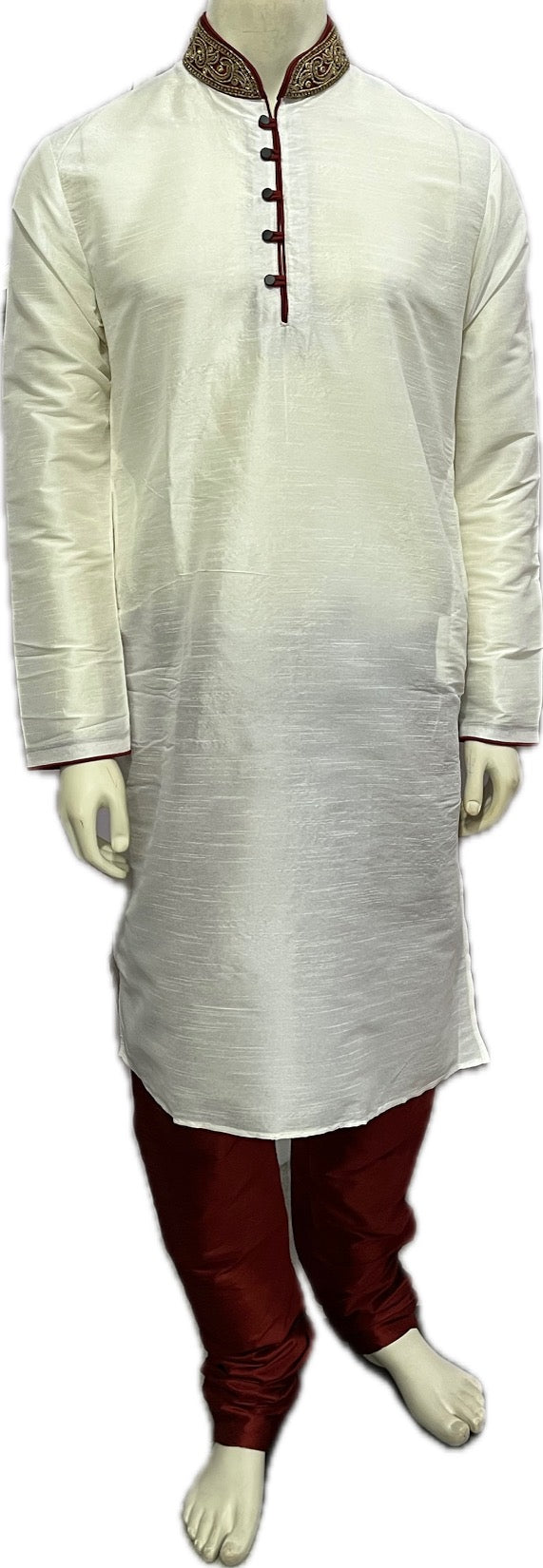 Designer White Silk Kurta Pajama