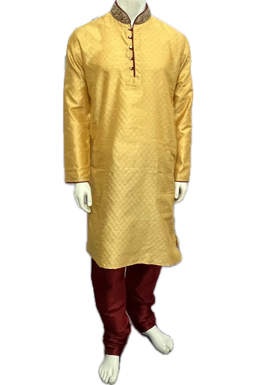 Designer Silk Golden Yellow Kurta Pajama