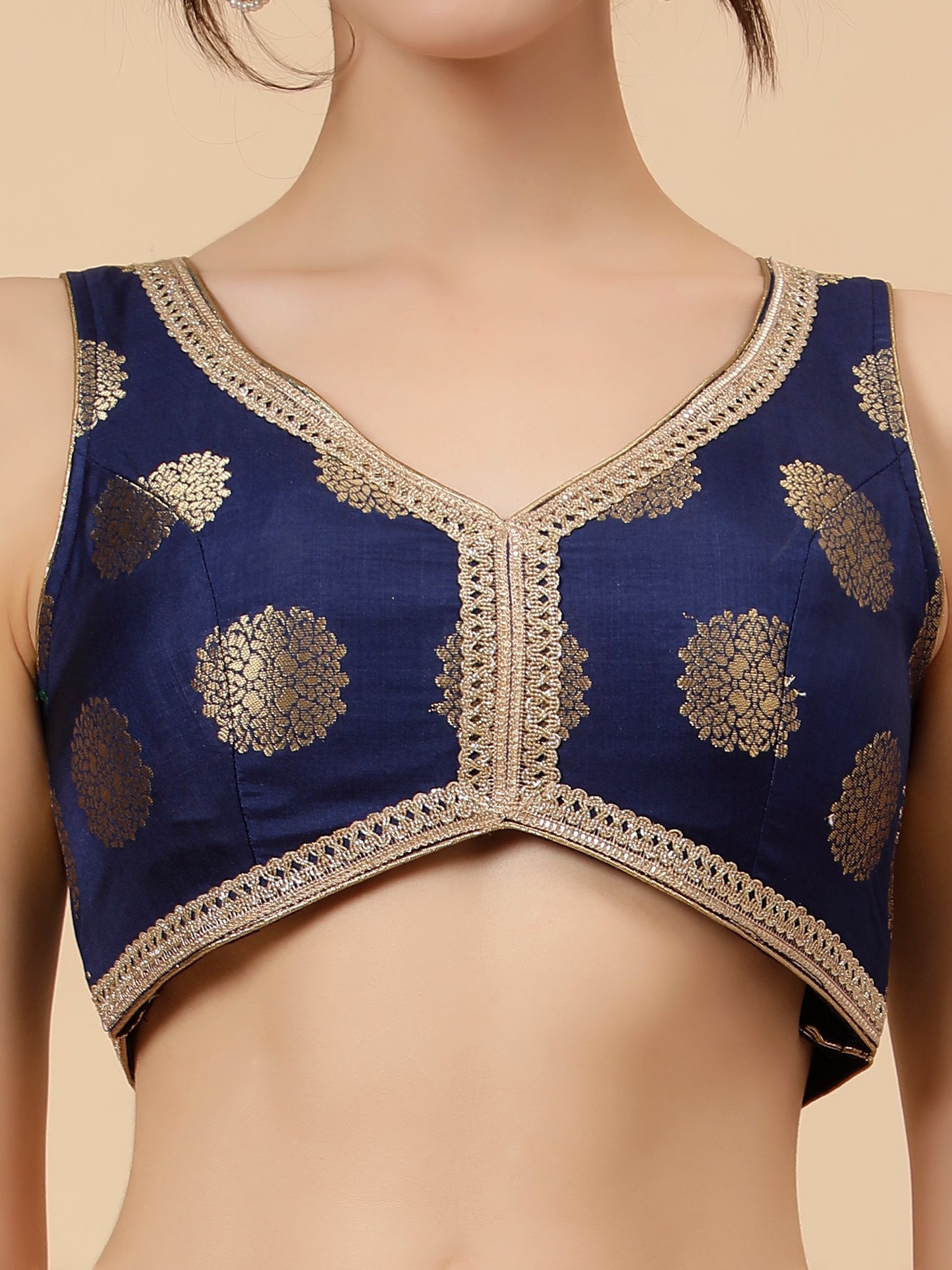 Modern Navy Blue lehenga with Zari booties