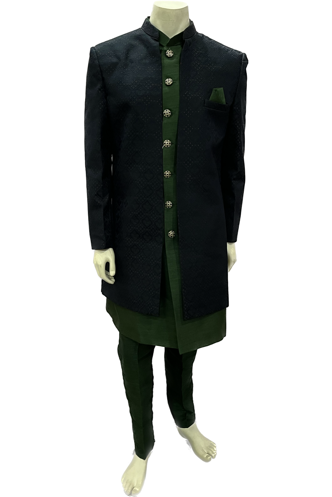 Mens Dark Green Indowestern Sherwani