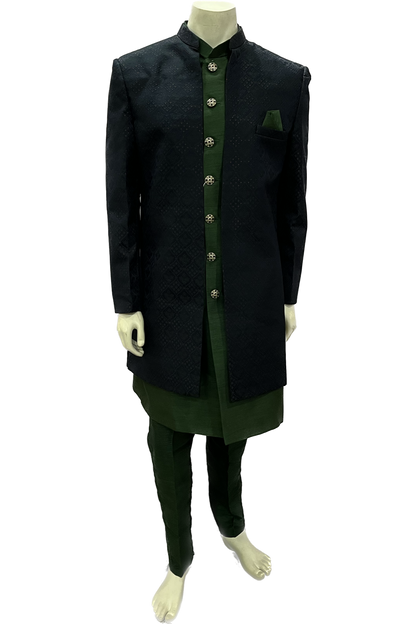 Mens Dark Green Indowestern Sherwani