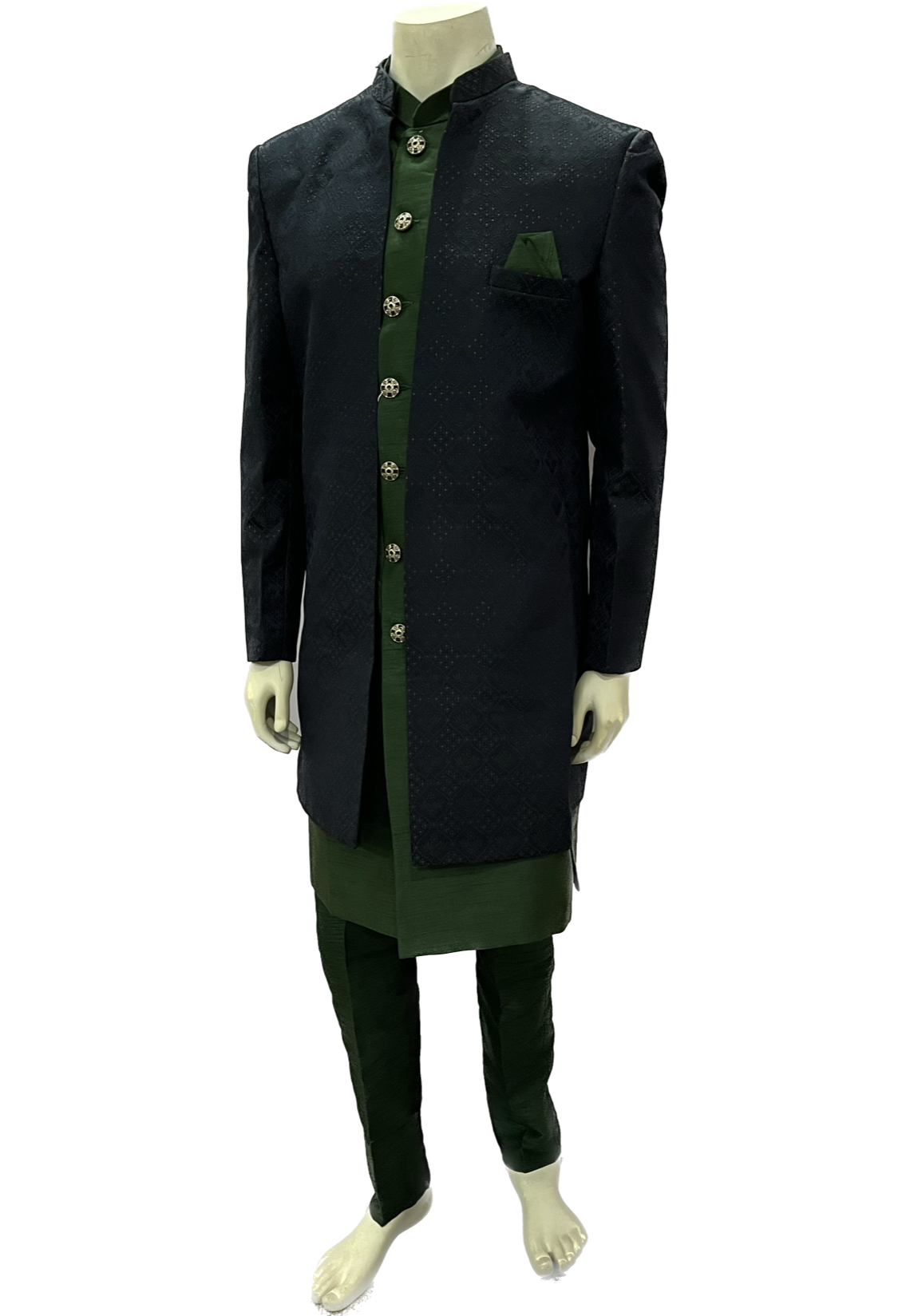 Mens Dark Green Indowestern Sherwani