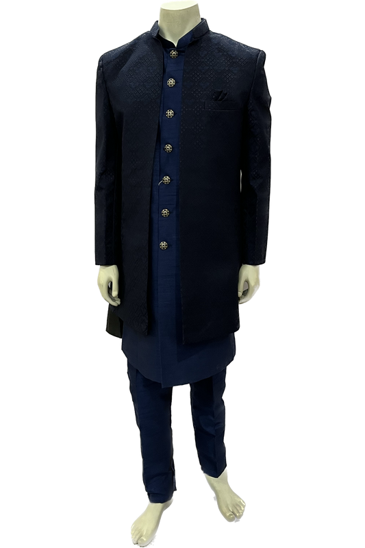 Mens Navy Blue Indowestern Sherwani