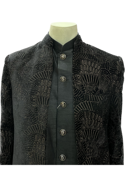 Mens Black Indowestern Sherwani