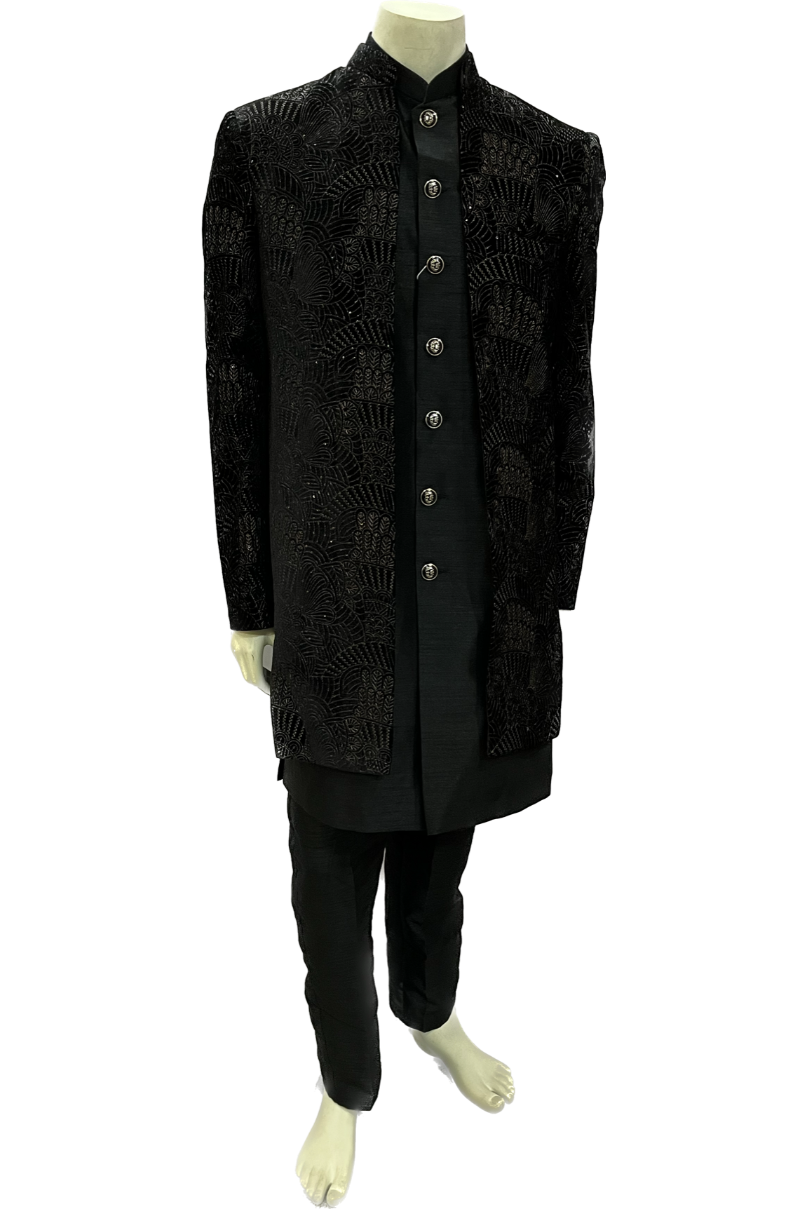 Mens Black Indowestern Sherwani