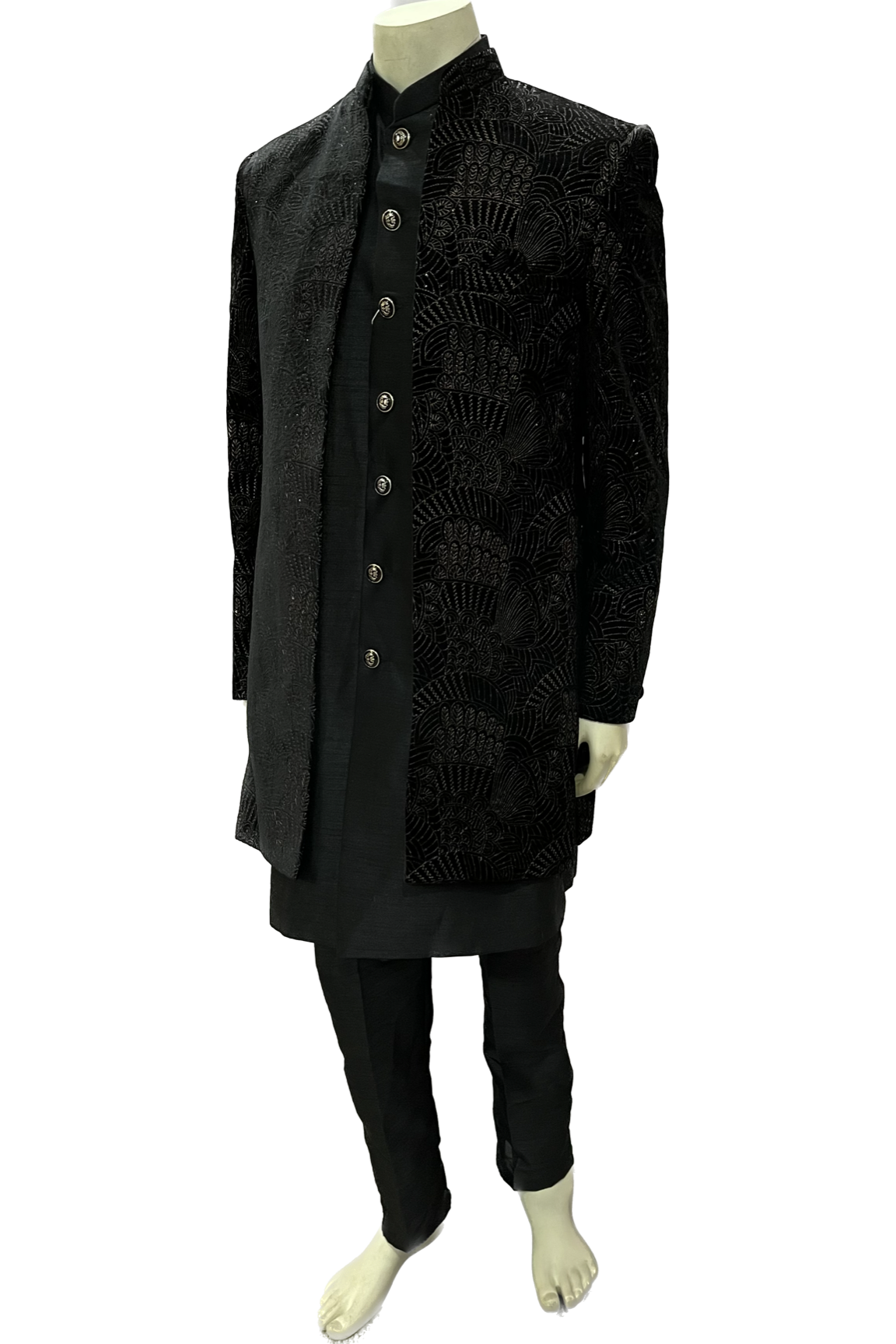 Mens Black Indowestern Sherwani