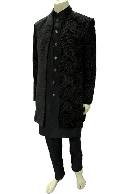 Mens Black Indowestern Sherwani