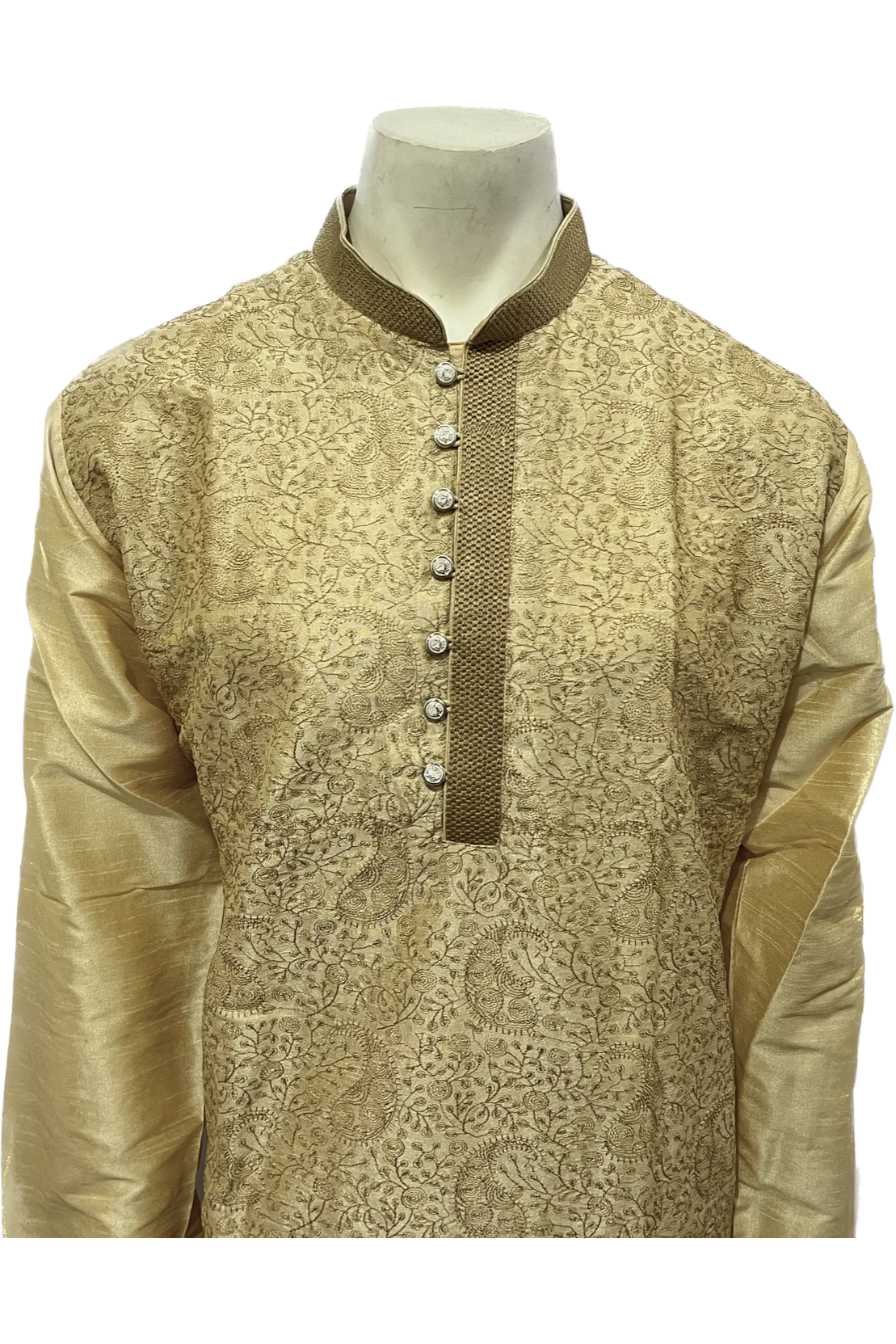 Embroidered Silk Kurta Navy Blue or Golden