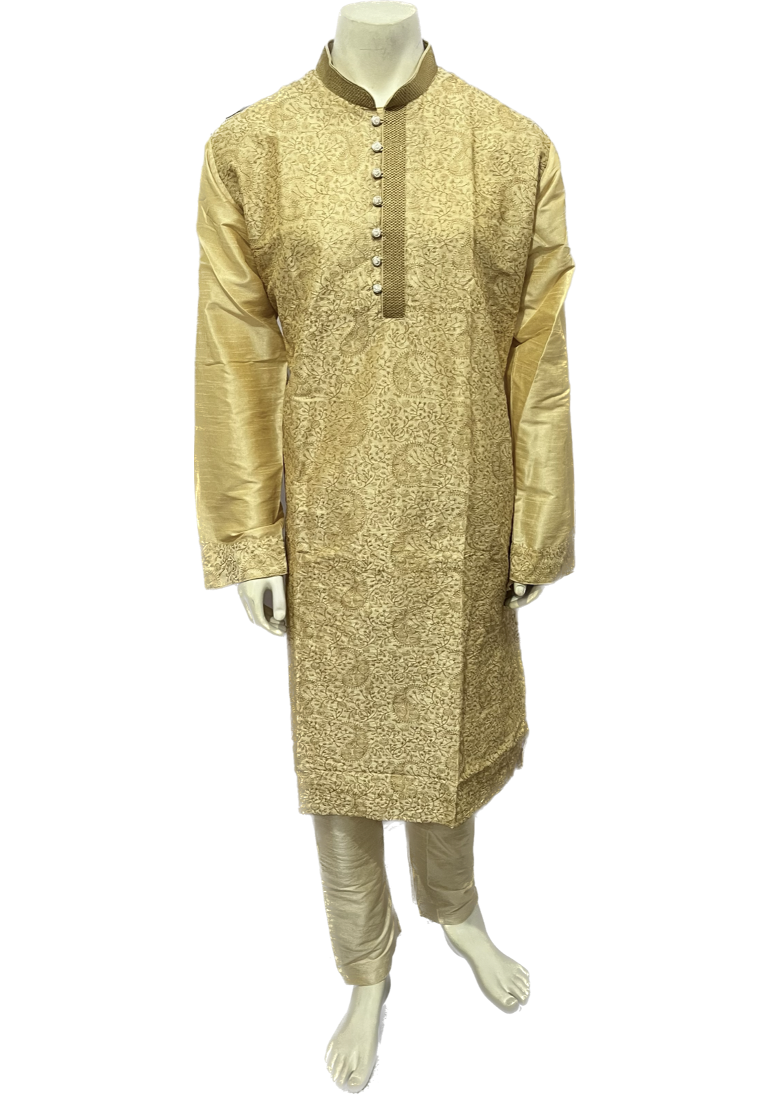 Embroidered Silk Kurta Navy Blue or Golden