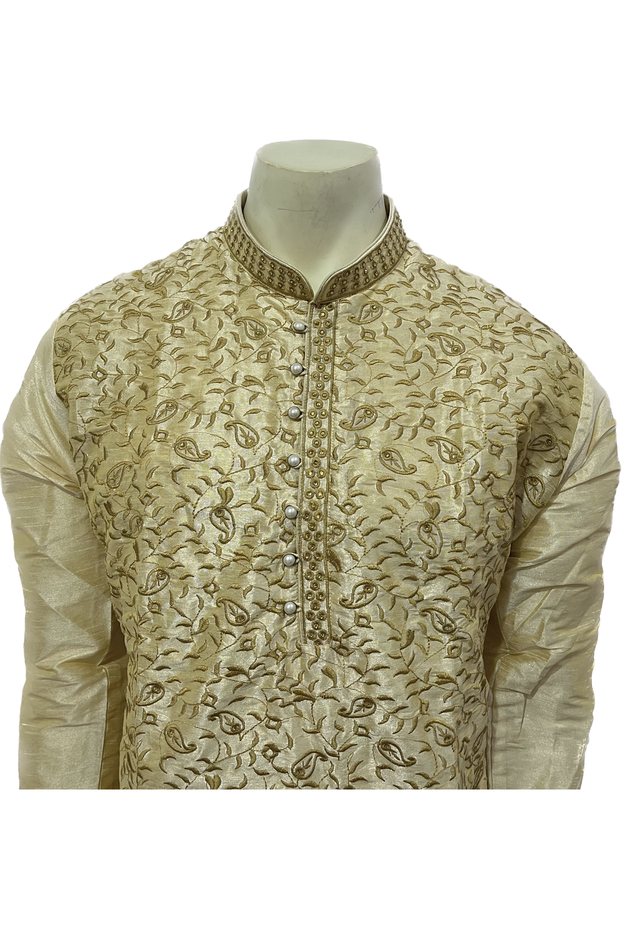 Embroidered Golden Silk Kurta