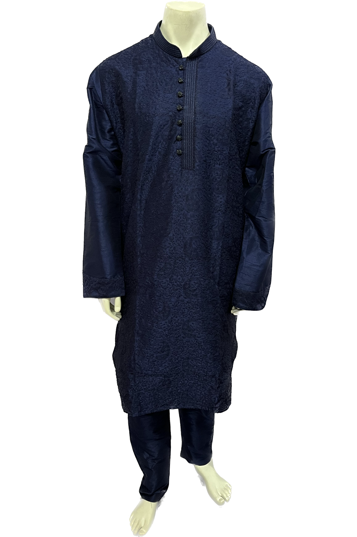 Embroidered Silk Kurta Navy Blue or Golden